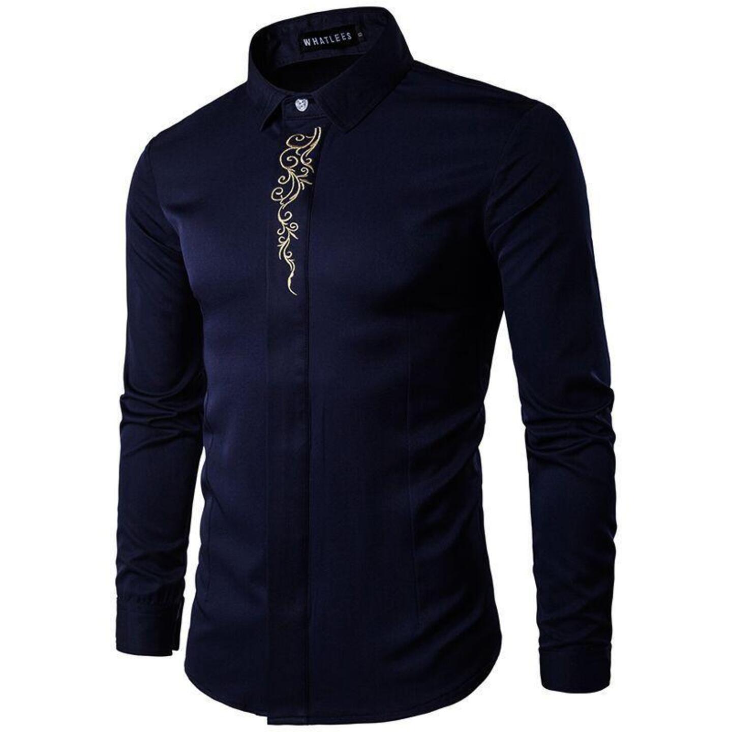Cotton Satin Solid Slim Fit Plus Size Shirts Code C782411