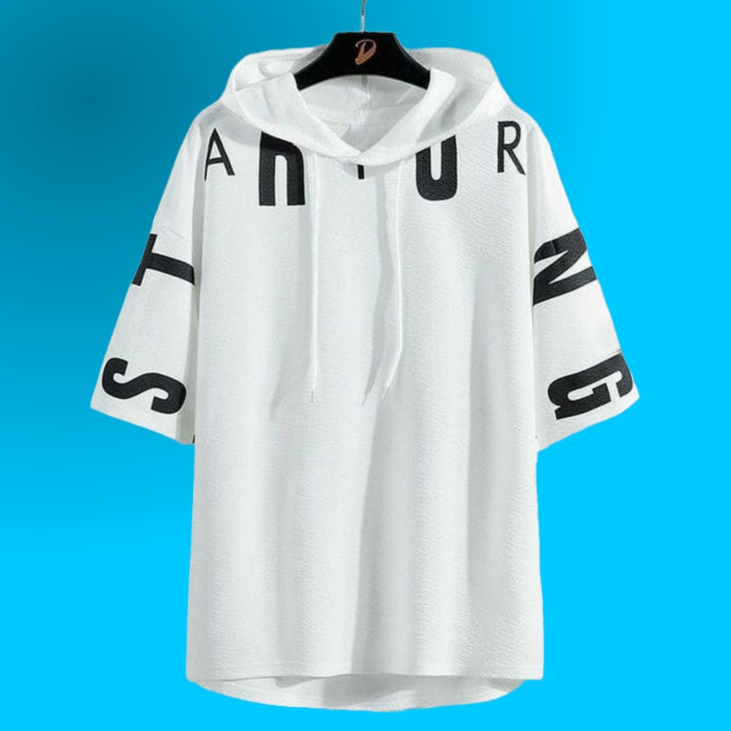 Cotton Blend Printed Half Sleeves Mens Hooded Neck T-Shirt 2394692