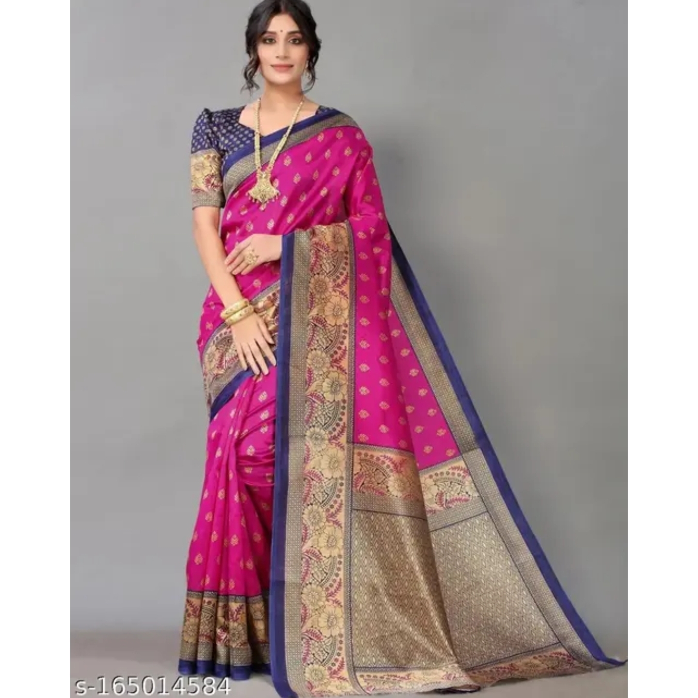 kanjeevaram art silk Pink Lace Border Saree with blouse s-165014584