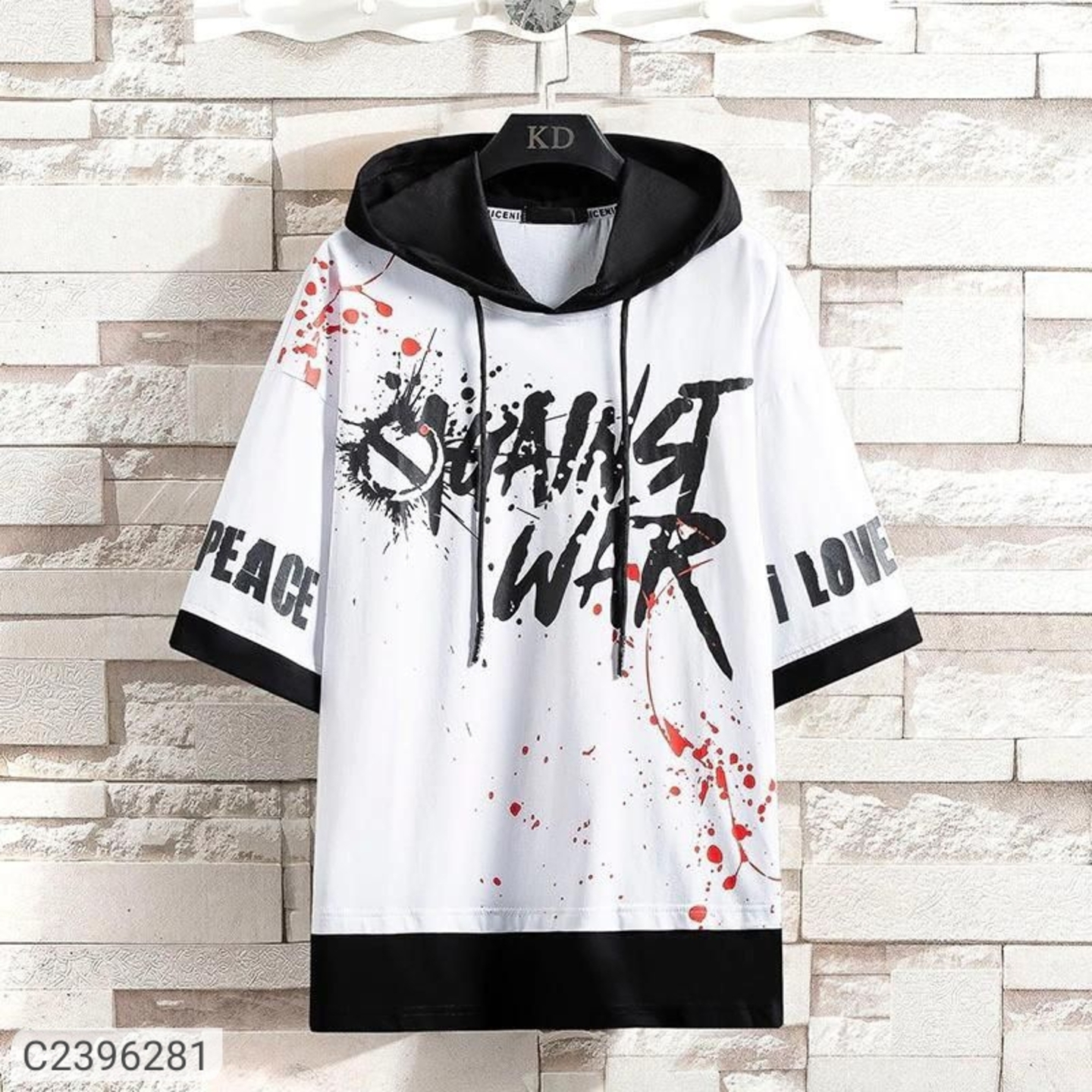 Cotton Printed Half Sleeves Mens Hooded Neck T-Shirt 2396281