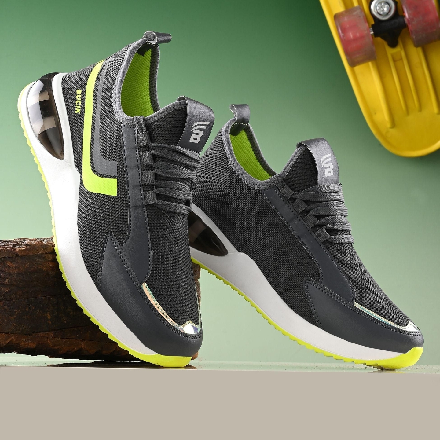 Bucik Mens Grey Synthetic Leather Lace-Up Sport Shoe 2394354