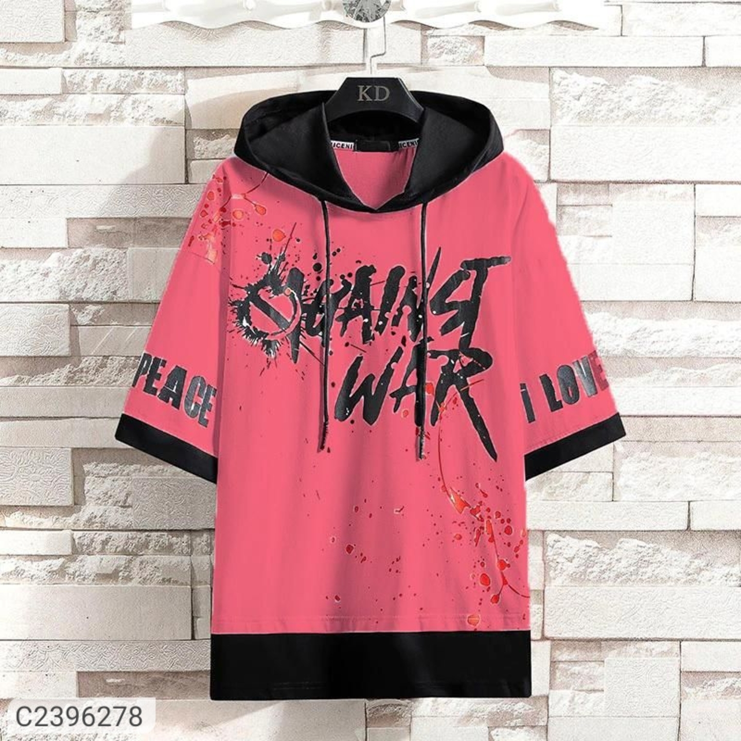 Cotton Printed Half Sleeves Mens Hooded Neck T-Shirt 2396278