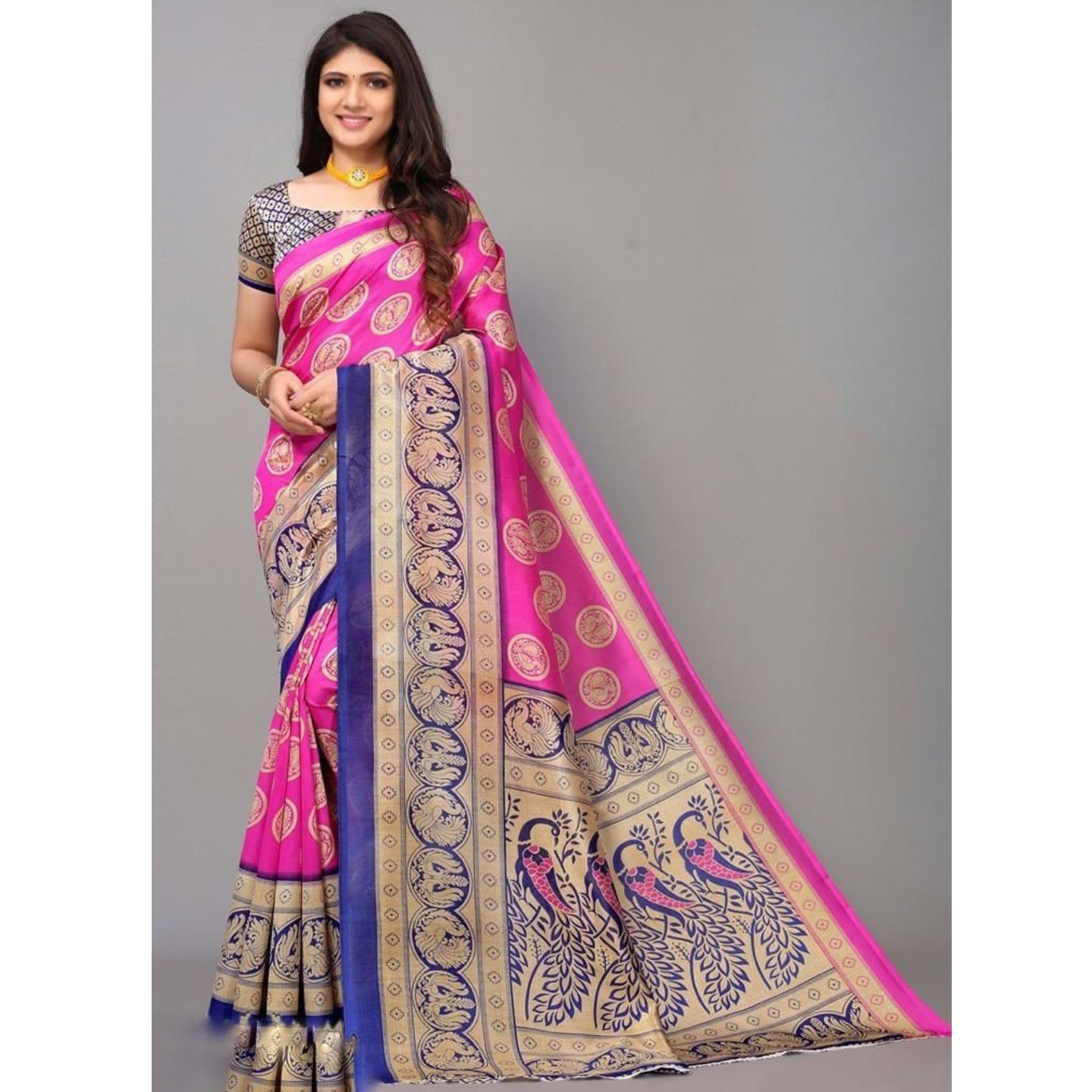Unique Printed Art Silk Sarees (Code: C2338318)