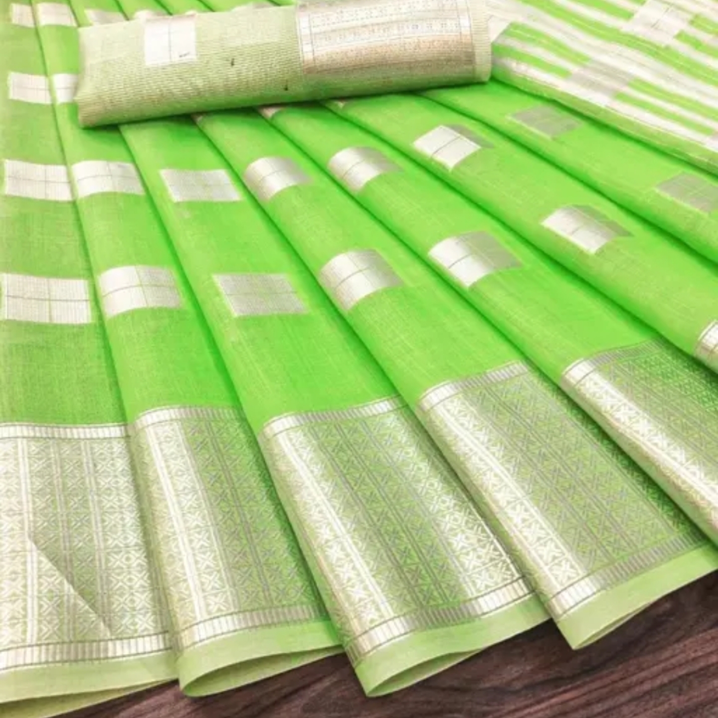 Arani Pattu Cotton Linen Silk Saree with Blouse s-430182629
