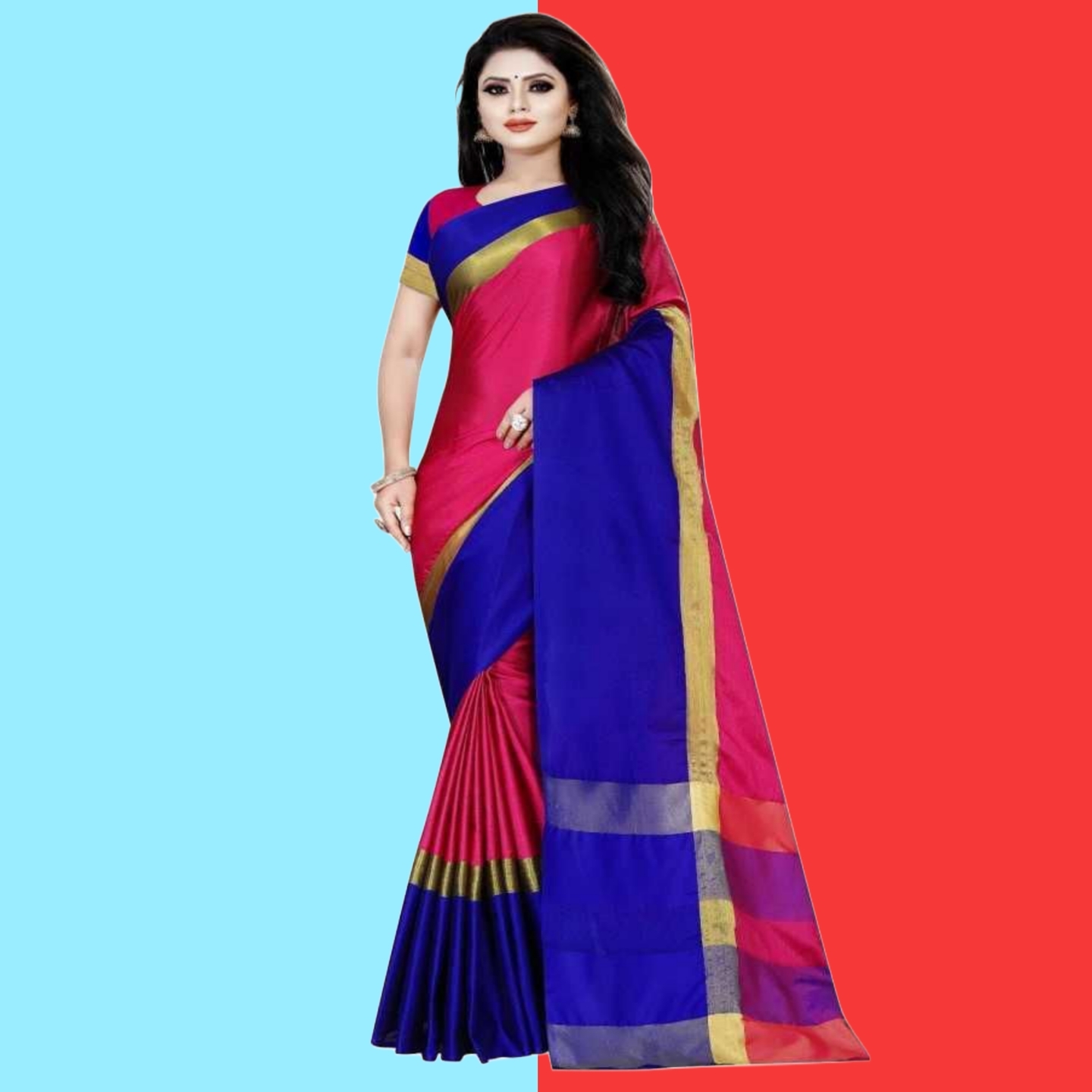 Stunning Solid Cotton Saree With Zari Border Code C1509340