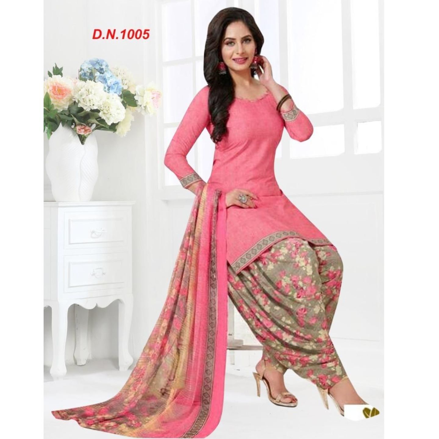 Latest Printed Synthetic Crepe Dress Material/Suit (Code: C1936389)