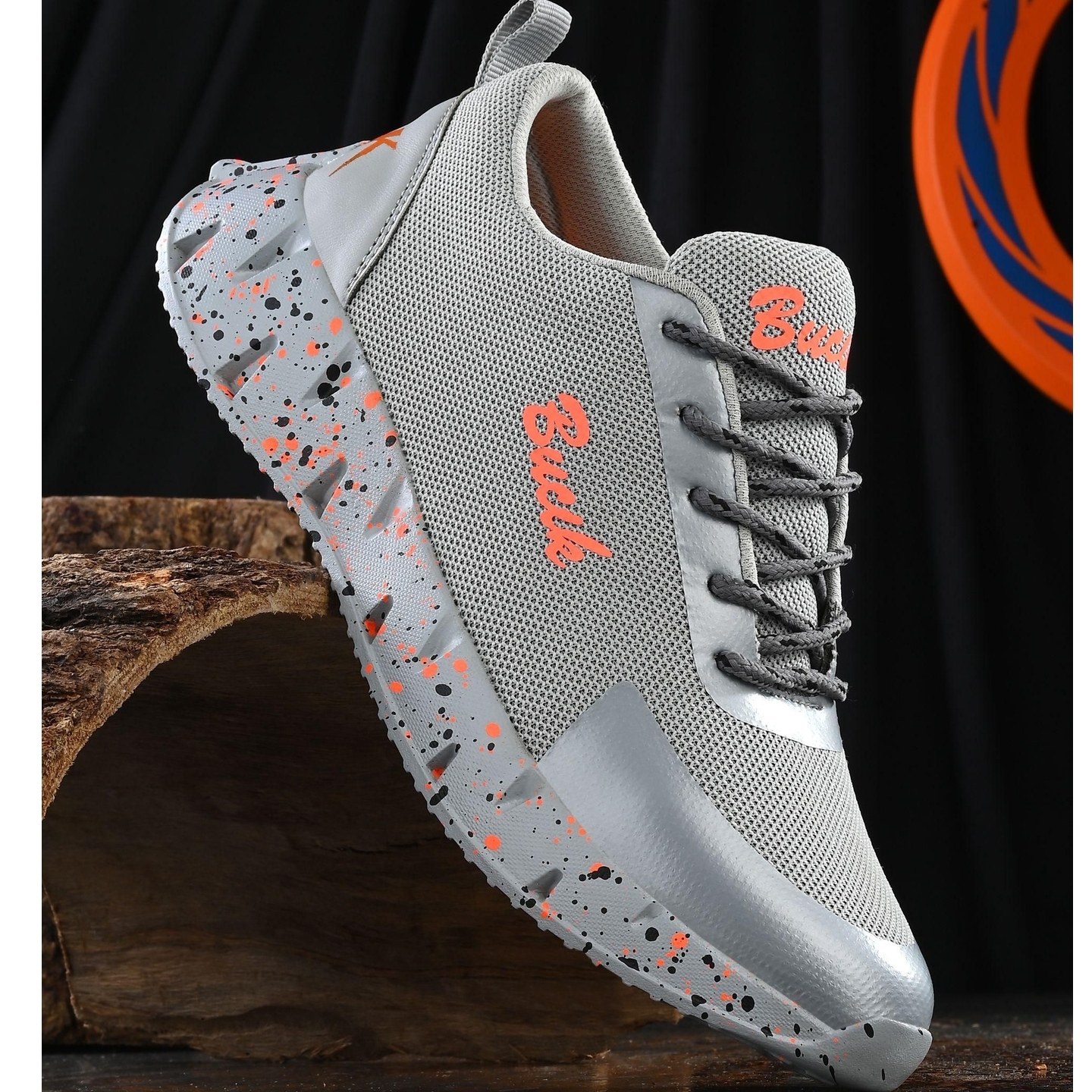 Bucik Mens Grey Synthetic Leather Lace-Up Sport Shoe 2394349