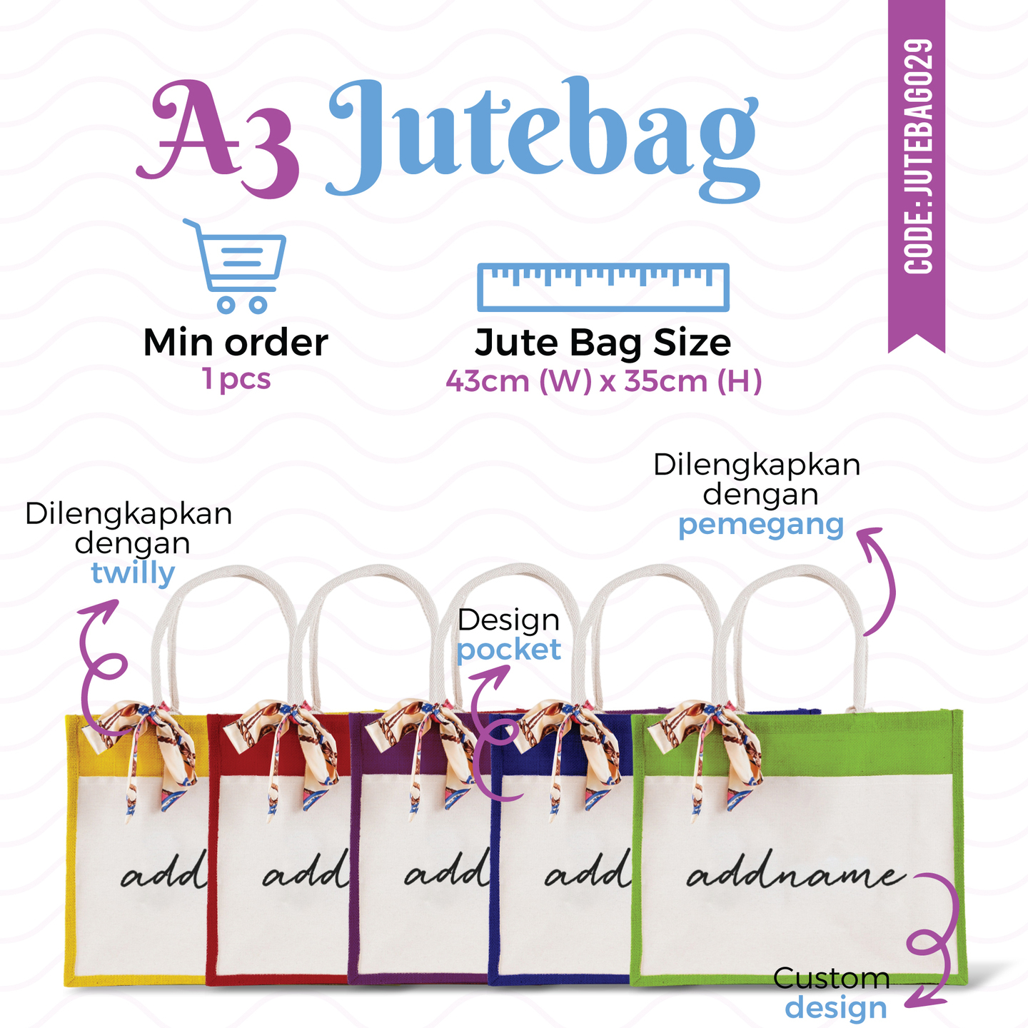 A3 Jute Bag No Pocket