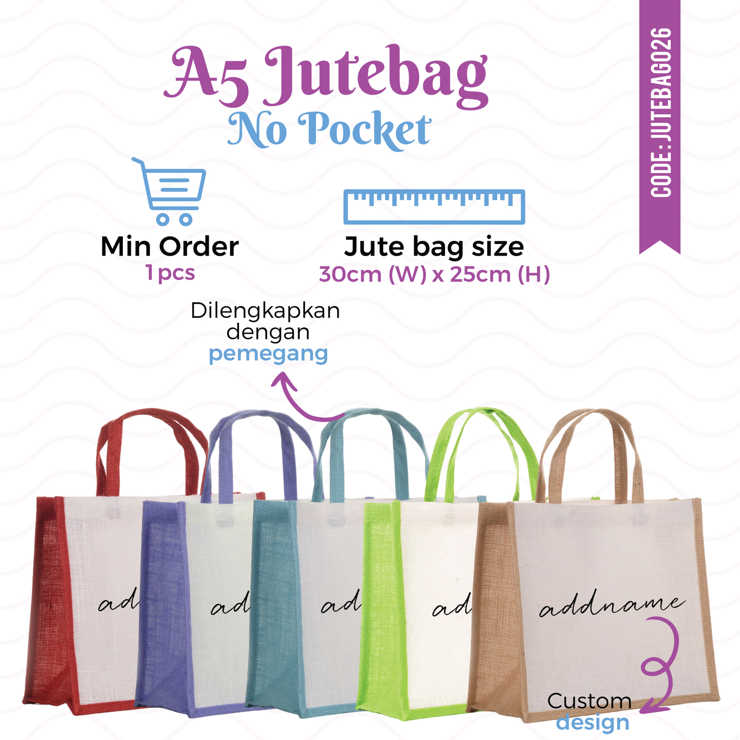 A5 Jute Bag No Pocket