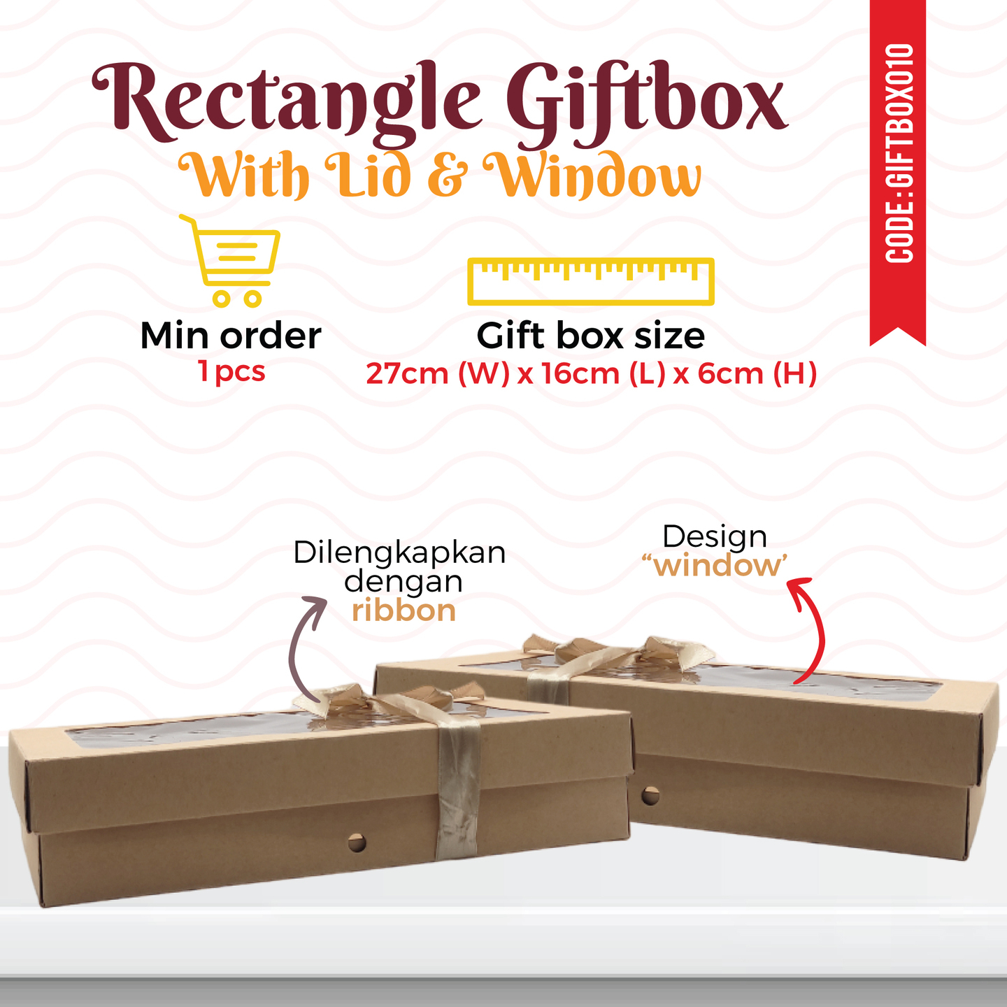 Rectangle Gift Box With Lid & Window