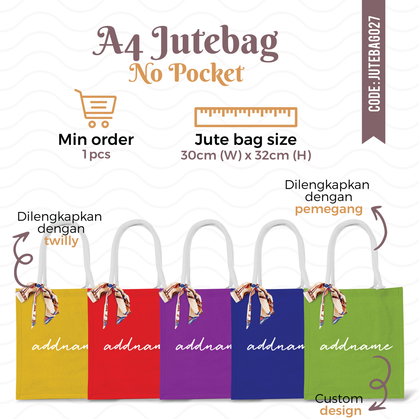 A4 Jute Bag No Pocket