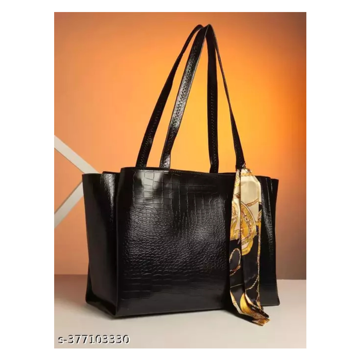 Aesthetics Croco Handbags and Tote Bag for Women and Girls (Black)