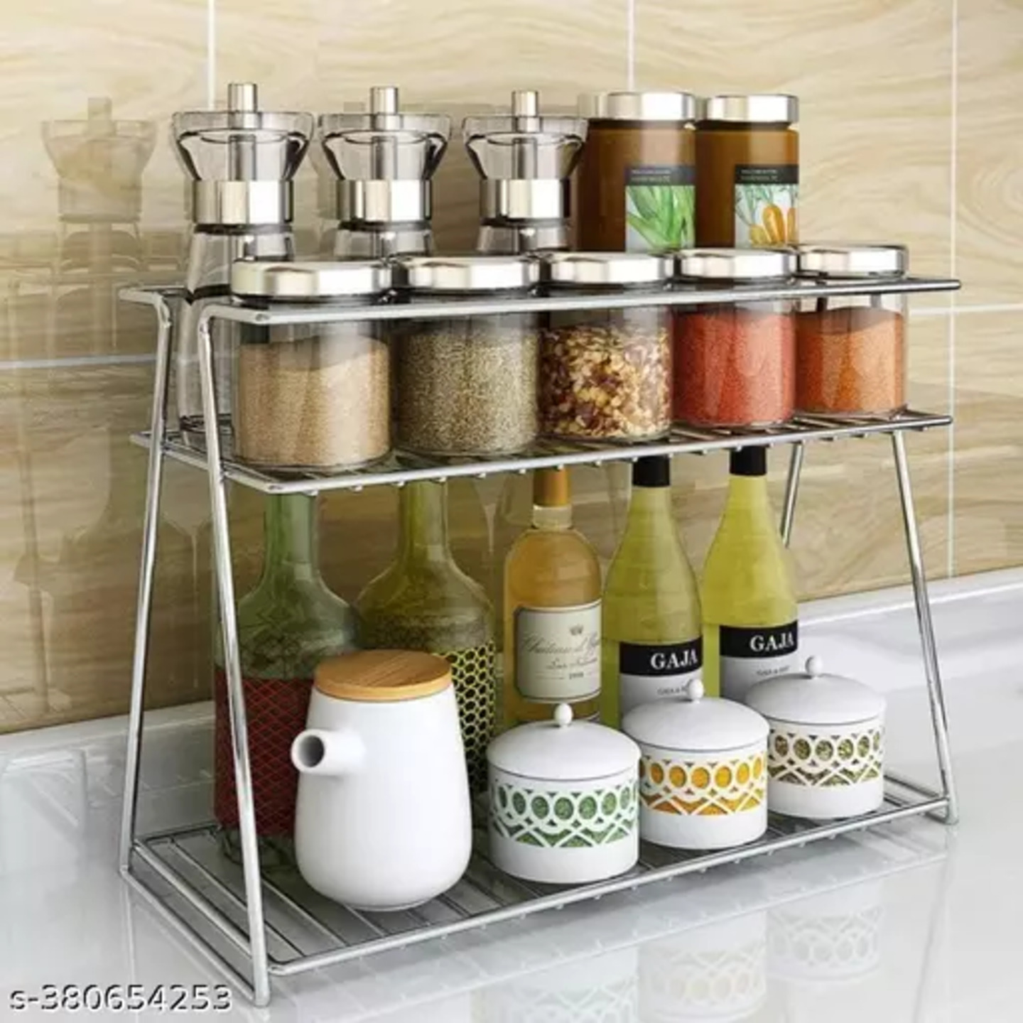  2-Tier Kitchen Rack and Organizer Spice Rack and Container Organizer Storage Shelf Jar holder rack and space saver rack Store kitchen item (2 Layer Rack Tiered Shelf) (NHSP)