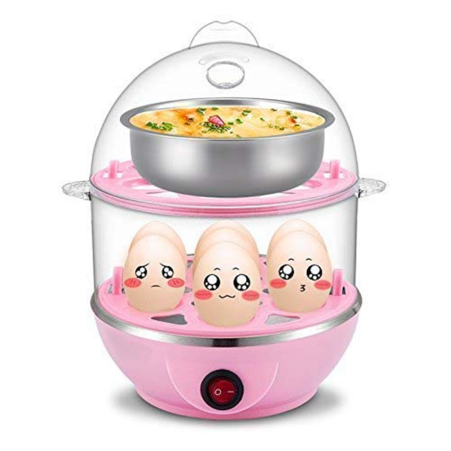 Double Layer Egg Boiler Electric Automatic Off 14 Egg Poacher for Steaming, Cooking, Boiling and Frying, (Multi Color, 350 Watts)