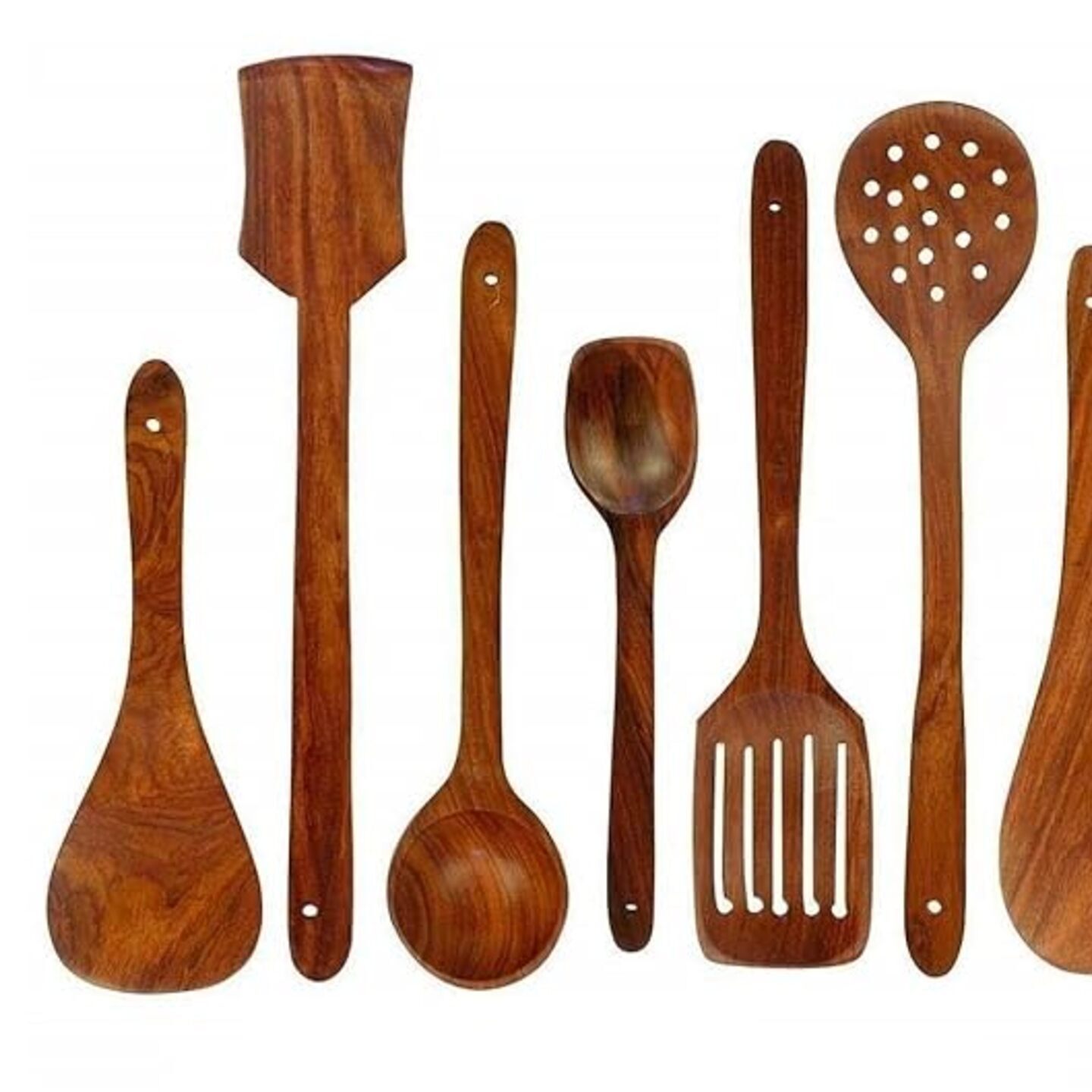 Wooden kitchen spoon set of 7 no holder