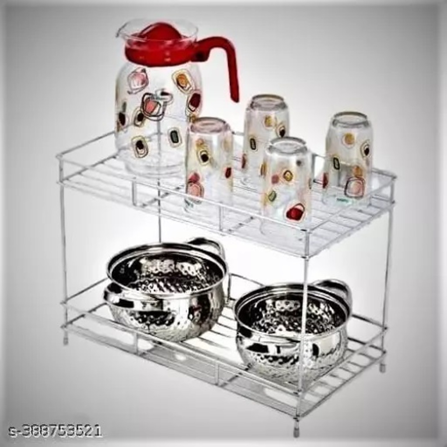 Stainless Steel 2-Tier Spice Trolley Container Organiser Spice Rack Multipurpose Storage Shelf Shelves Holder Stand Rack Basket for Space Saver Boxes Utensils Dishes Plates for Home and Kitchen