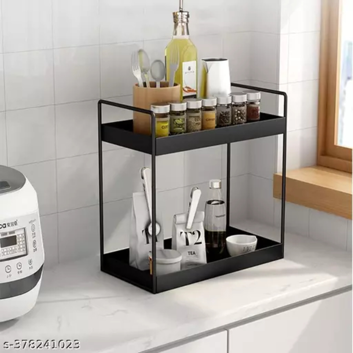 HeavyDuty Metal 2 Tier Standing Spice Rack (Pack of 1), Bathroom Countertop Storage Shelf Organizer, Kitchen Organizer, Cabinet Tray for Dresser, Multipurpose Stand, (2 Tier Standing Multipurpose Rack)