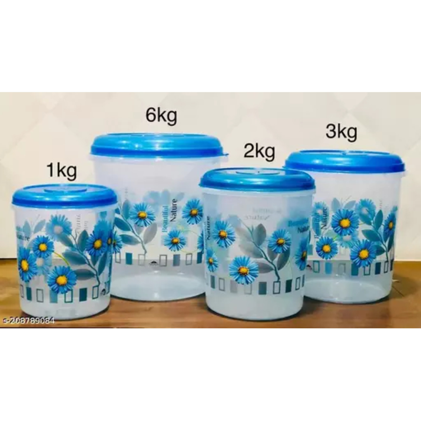 4 PCS CONTAINER SET (1KG,2KG,3KG & 6KG) (BLUE)