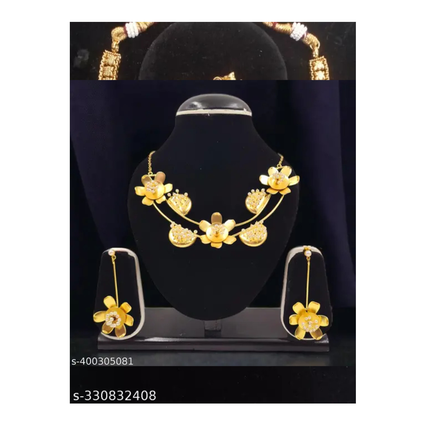 Fancy Trendy Exclusive antique pure handmade brass pearl unique design jewellery set for girls and women