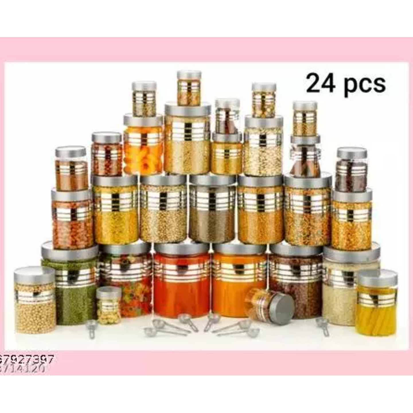 24 PCS CONTAINER SET WITH 24 PCS SPOON AirTight Food Storage Grain Rice Pasta