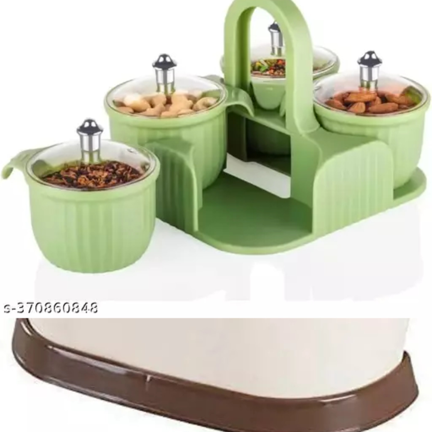 Dry Fruit Box Masala box 4 pc Jar Set Aachar Pickle Container Mukhwas Tray Dining Spice Stand ABS Plastic Chocolate Mouth Freshener Sweets Masala Storage Box For Kitchen