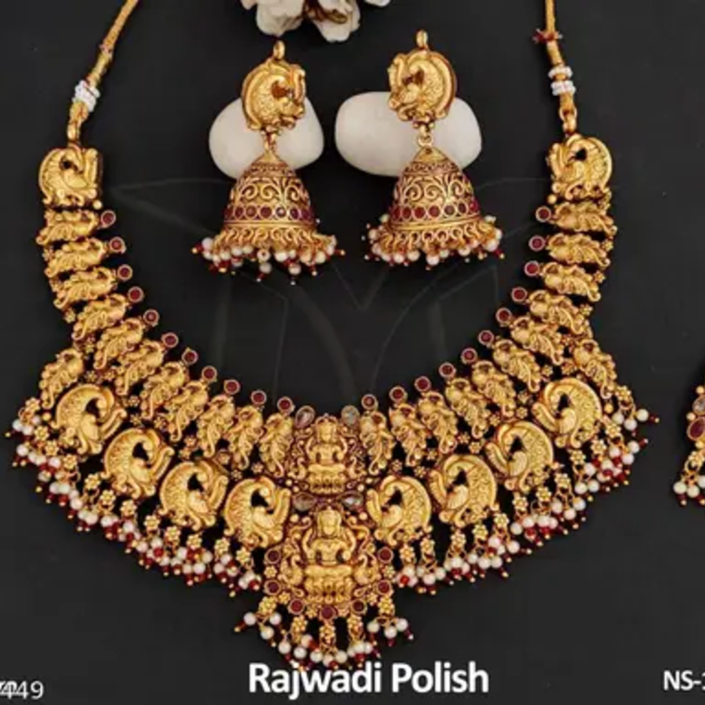 Temple Jewellery Desinger Rajwadi Polish God Face Temple Short Necklace Set