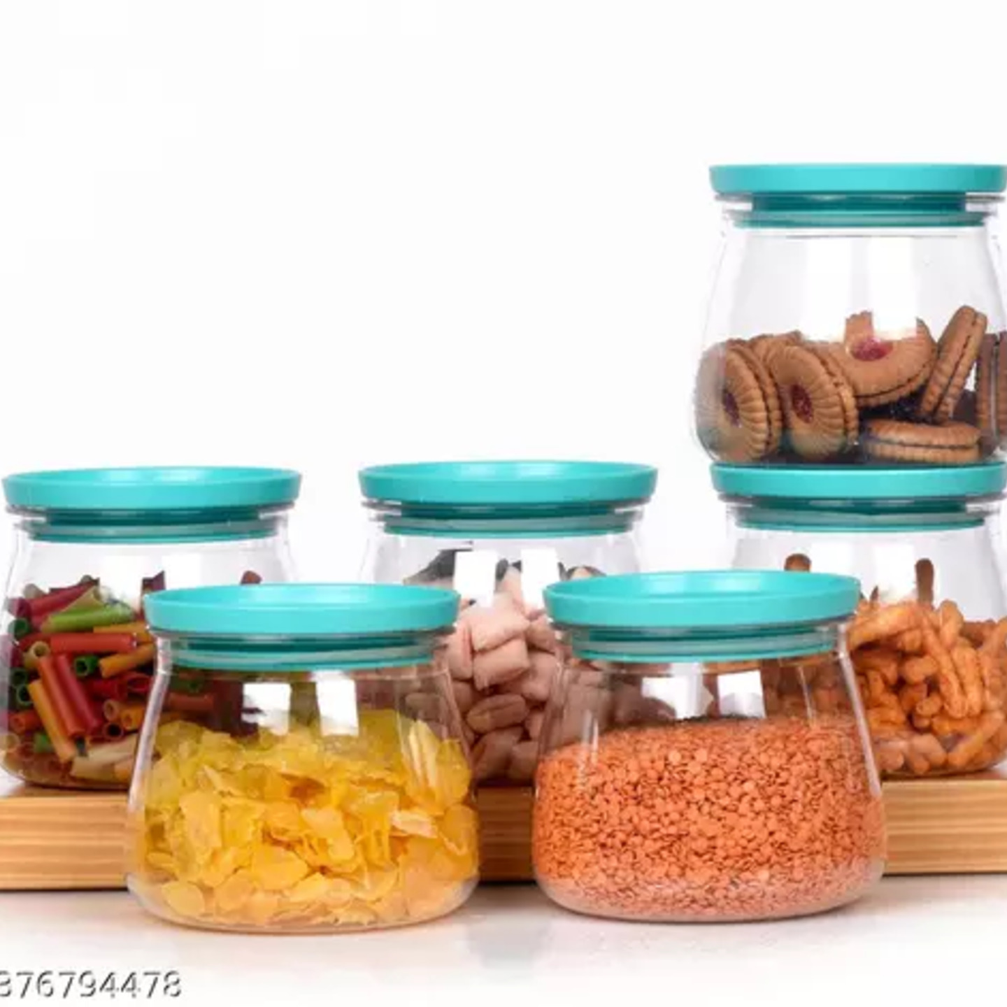 Airtight Handi Shape Container Jar for Kitchen - 900ml Jar Set for Kitchen Storage - Unbreakable Plastic Jar with Air-Tight Design (Set Of 6)