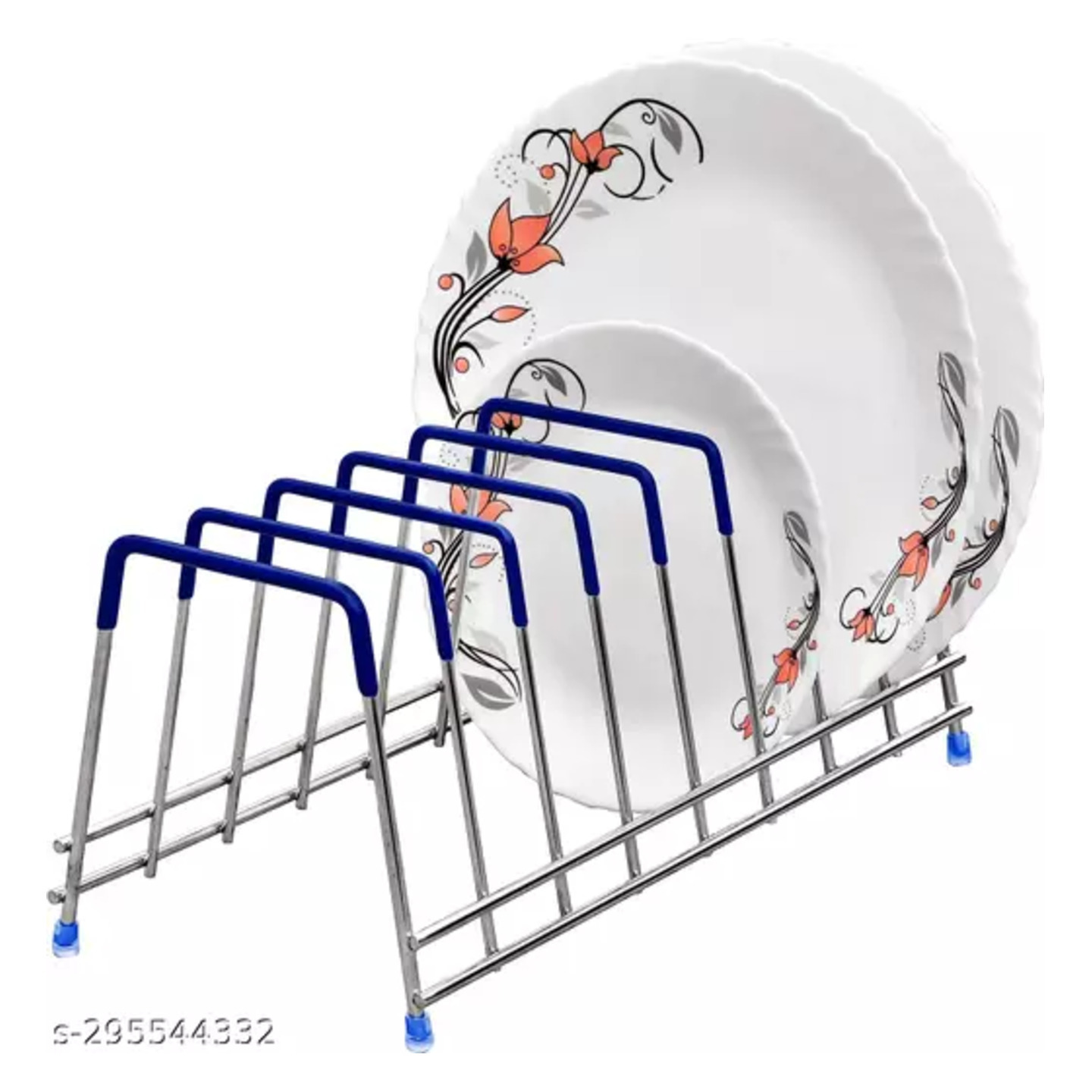Stainless Steel Thali Stand/Plate Stand/Dish Stand/Utensil Rack/Kitchen Stand/Lid Organizer (8 Plates - Chrome)