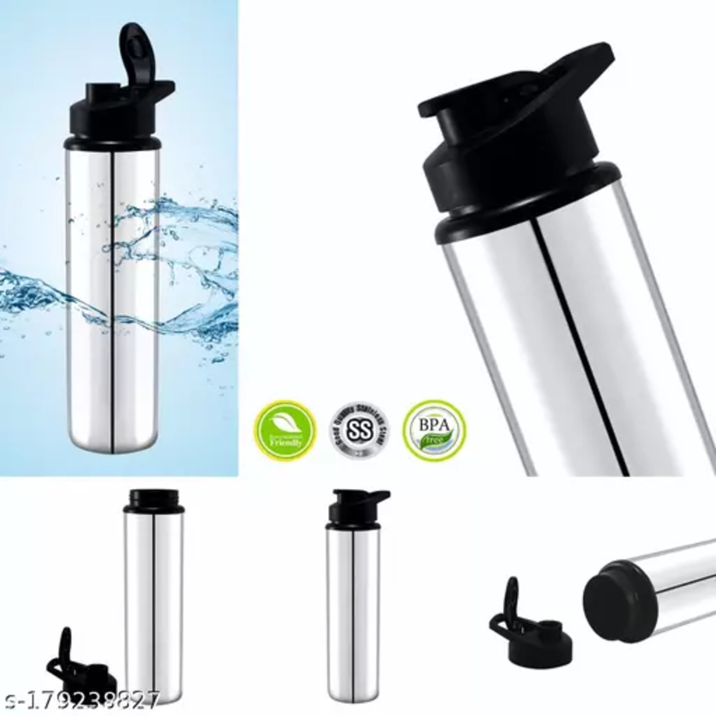 ( PACK OF 1 ) (( SPORTS )) Stainless Steel Sports Water Bottles |Steel bottel | Sports bottle| School bottle | Office bottle | College bottle| Single Wall BPA Free & Leak Proof Cap and Steel Bottle silver, Steel fridge Bottle, Water Bottle Approx 1000ml(1 litre), Pack of 1