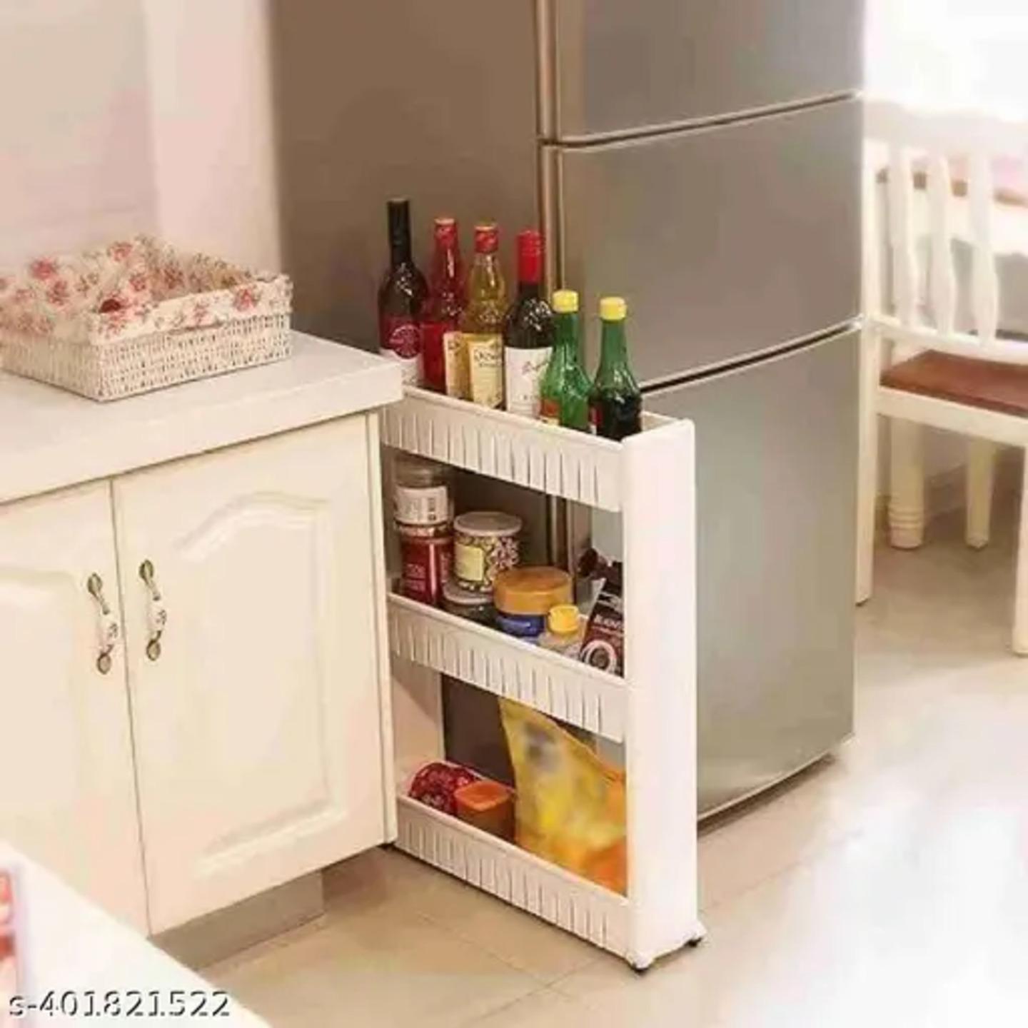 itchenware's 3 Layer Slim Storage Organizer Rack With Wheels for Kitchen, Bedroom, Bathroom