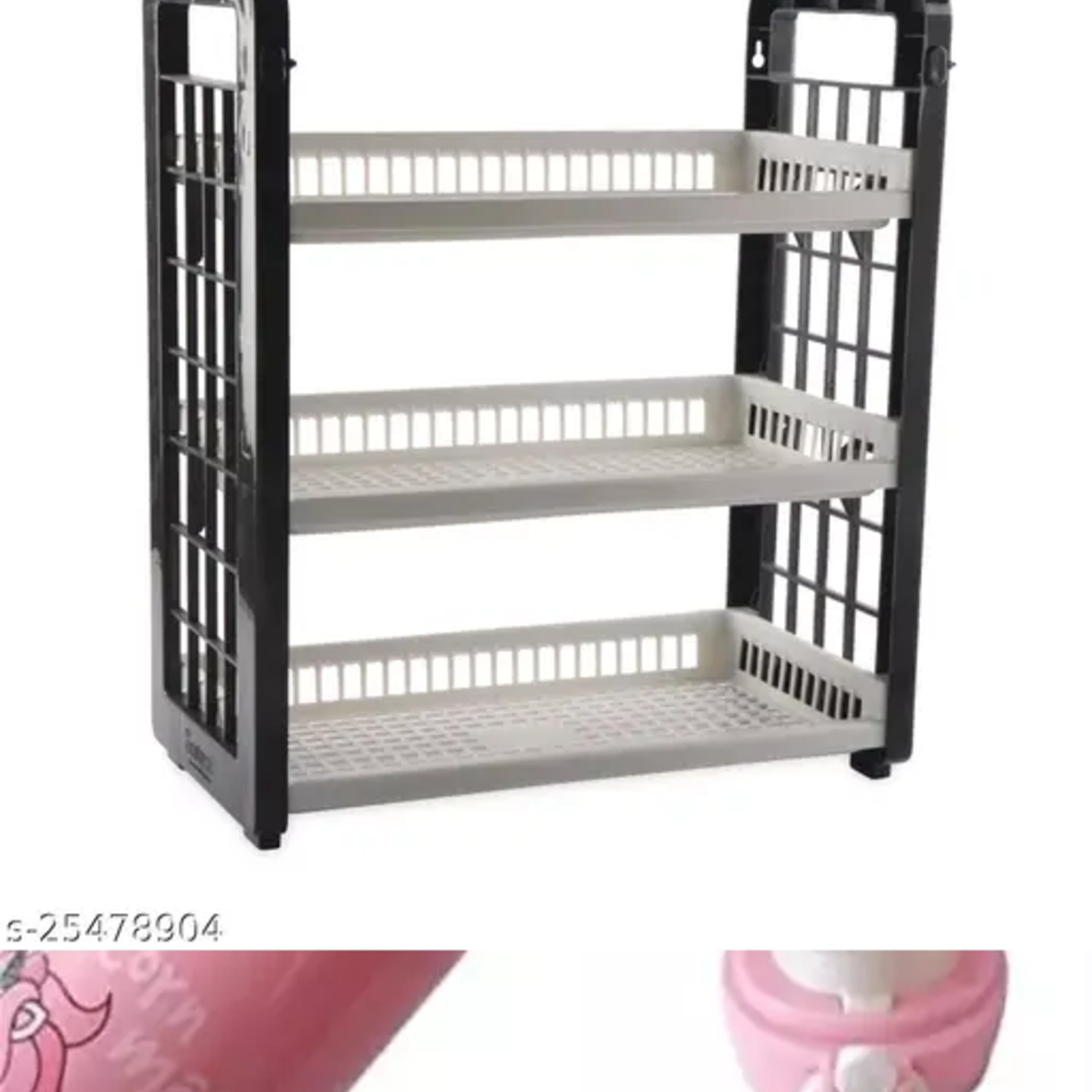 Saura- 3 Shelf Multipurpose Storage Rack-Black & Grey - Color - 1 Piece