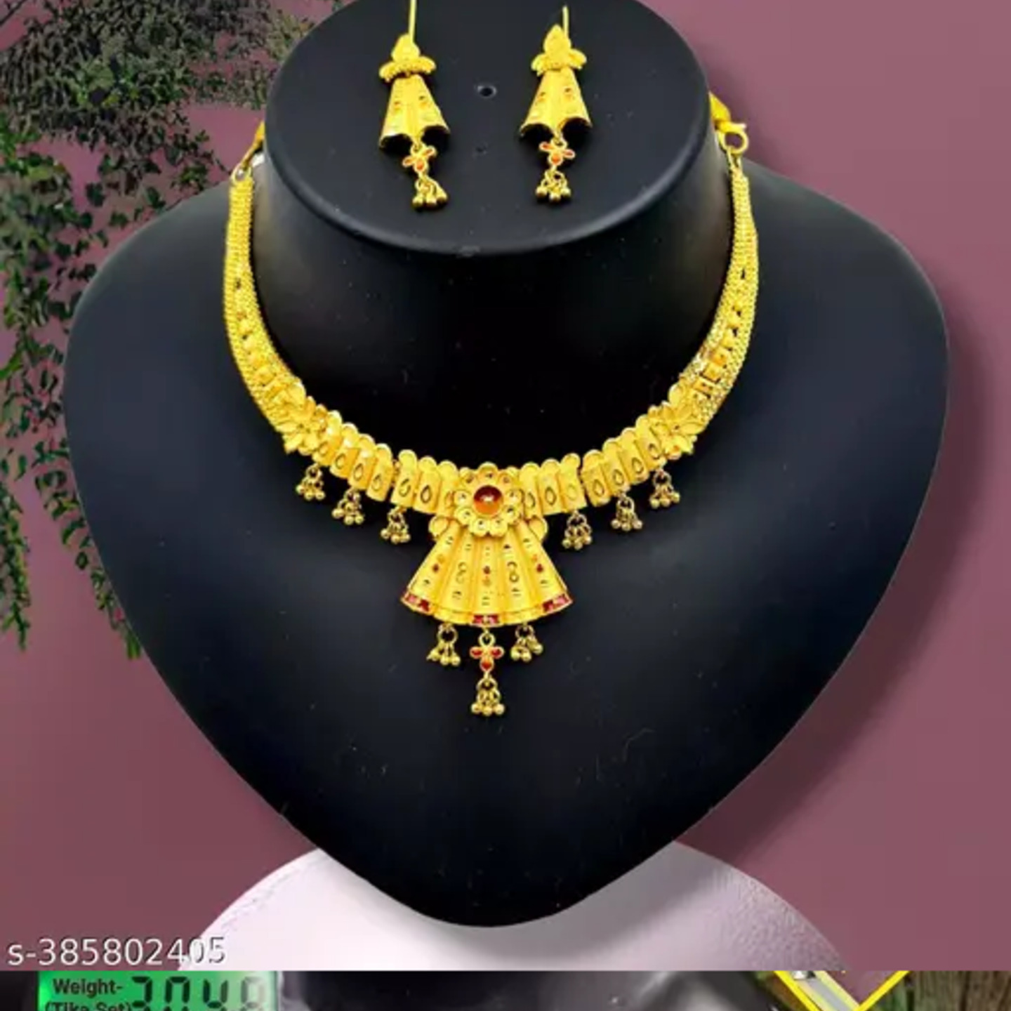 One gram gold plated necklace shank design party wear necklace